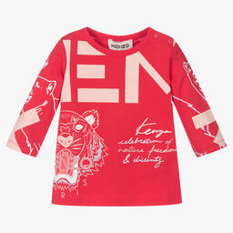 KENZO KIDS-Girls Pink Cotton Logo Top | Childrensalon Outlet