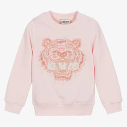 KENZO KIDS-Розовый хлопковый свитшот с тигром | Childrensalon Outlet