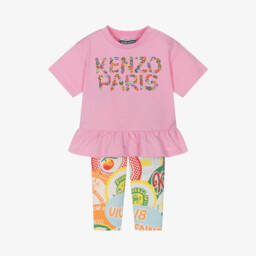KENZO KIDS-Розовый фруктовый комплект футболка и леггинсы для девочек | Childrensalon Outlet