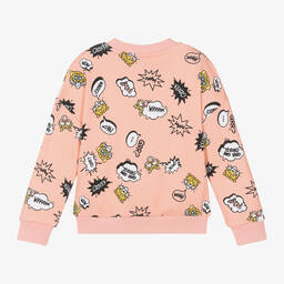KENZO KIDS-Girls Pink Graphic Cotton Sweatshirt | Childrensalon Outlet