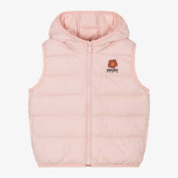 KENZO KIDS-Girls Pink Hooded Puffer Vest | Childrensalon Outlet