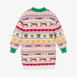 KENZO KIDS-فستان بلوفر مزيج جاكارد محبوك لون زهري | Childrensalon Outlet