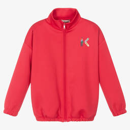 KENZO KIDS-Girls Pink Jersey Zip-Up Top | Childrensalon Outlet
