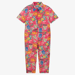 KENZO KIDS-Girls Pink Logo Jumpsuit | Childrensalon Outlet