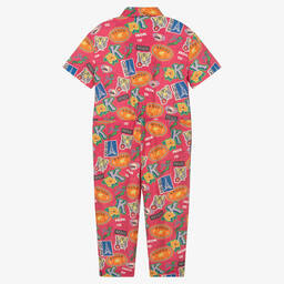 KENZO KIDS-Girls Pink Logo Jumpsuit | Childrensalon Outlet