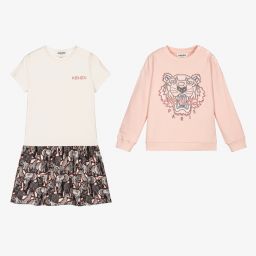 KENZO KIDS-Girls Pink Tiger Dress Set | Childrensalon Outlet