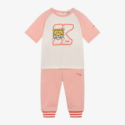 KENZO KIDS-Girls Pink Varsity Tiger Trouser Set | Childrensalon Outlet