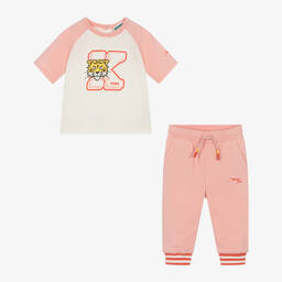 KENZO KIDS-Girls Pink Varsity Tiger Trouser Set | Childrensalon Outlet