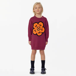 KENZO KIDS-Girls Purple Knit Boke Flower Dress | Childrensalon Outlet