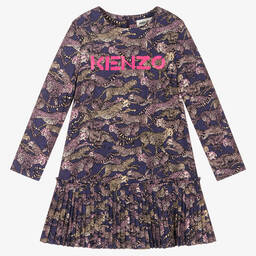 KENZO KIDS-Girls Purple Viscose Dress | Childrensalon Outlet