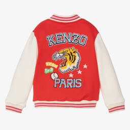 KENZO KIDS-Girls Red Varsity Tiger Baseball Jacket | Childrensalon Outlet