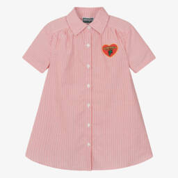KENZO KIDS-Girls Scarlet Striped Cotton Frock | Childrensalon Outlet