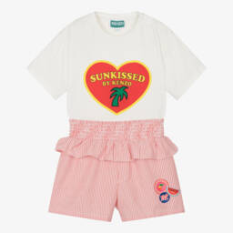 KENZO KIDS-Летний комплект полосатых хлопковых шорт для девочек | Childrensalon Outlet