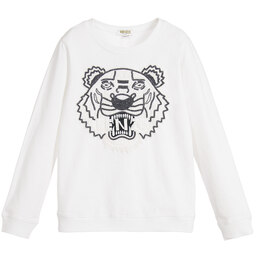 KENZO KIDS-Girls White Beaded 'Tiger' Sweatshirt  | Childrensalon Outlet