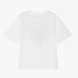 كينزو كيدز-تيشيرت قطن عضوي جيرسي مطرز لون أبيض للبنات | Childrensalon Outlet