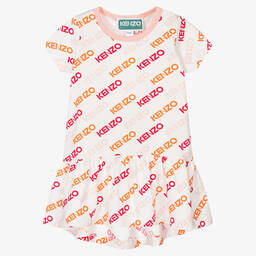 KENZO KIDS-Белое хлопковое платье для девочек | Childrensalon Outlet