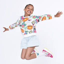 KENZO KIDS-سويتشيرت قطن لون أبيض للبنات | Childrensalon Outlet
