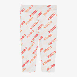 KENZO KIDS-Girls White & Pink Cotton Leggings | Childrensalon Outlet