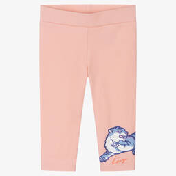 كينزو كيدز-طقم ليغنغز قطن بوبلين لون زهري وأبيض | Childrensalon Outlet