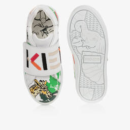 كينزو كيدز-ترينرز سهل الإنتعال جلد لون أبيض للبنات | Childrensalon Outlet