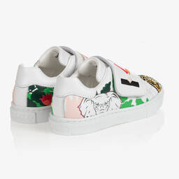 كينزو كيدز-ترينرز سهل الإنتعال جلد لون أبيض للبنات | Childrensalon Outlet