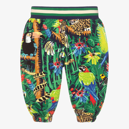 KENZO KIDS-Зеленые хлопковые джоггеры с тропическим принтом | Childrensalon Outlet