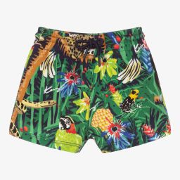 KENZO KIDS-Green Cotton Tropical Shorts  | Childrensalon Outlet