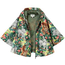 KENZO KIDS-Зеленый компактный кейп с тиграми | Childrensalon Outlet