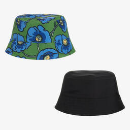 KENZO KIDS-Green Poppy Reversible Bucket Hat | Childrensalon Outlet