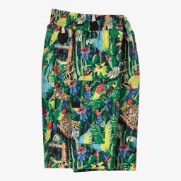 KENZO KIDS-Зеленые плавки-шорты с тропическим принтом | Childrensalon Outlet