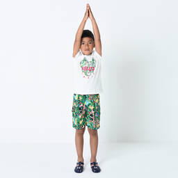 KENZO KIDS-Зеленые плавки-шорты с тропическим принтом | Childrensalon Outlet
