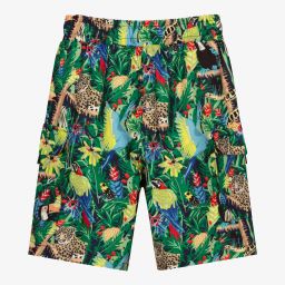 KENZO KIDS-Зеленые плавки-шорты с тропическим принтом | Childrensalon Outlet