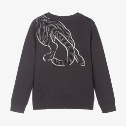 KENZO KIDS-كنزة قطن وكشمير محبوك لون رمادي للأولاد | Childrensalon Outlet