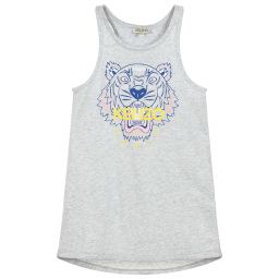 KENZO KIDS-Grey TIGER Cotton Jersey Dress | Childrensalon Outlet