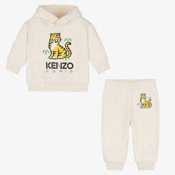 KENZO KIDS-Кремовый спортивный костюм из хлопка с тигром | Childrensalon Outlet