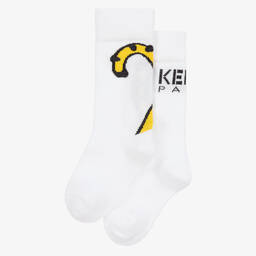 KENZO KIDS-Ivory Cotton Tiger Tail Socks | Childrensalon Outlet
