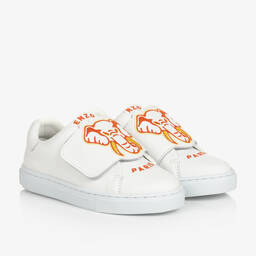 KENZO KIDS-Ivory Leather Elephant Trainers | Childrensalon Outlet