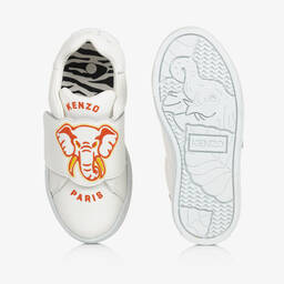 KENZO KIDS-Ivory Leather Elephant Trainers | Childrensalon Outlet