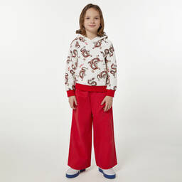 KENZO KIDS-Кремово-красная худи из хлопка с драконами | Childrensalon Outlet