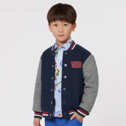 KENZO KIDS-Junior Boys Navy Wool Bomber Coat | Childrensalon Outlet