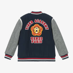 KENZO KIDS-Junior Boys Navy Wool Bomber Coat | Childrensalon Outlet