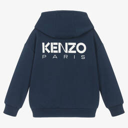 KENZO KIDS-Navy Blue Cotton Boke Flower Hoodie | Childrensalon Outlet