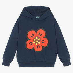 KENZO KIDS - Navy Blue Cotton Boke Flower Hoodie