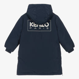 KENZO KIDS-Navy Blue Hooded Down Coat | Childrensalon Outlet
