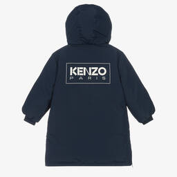 KENZO KIDS-Navy Blue Hooded Down Coat | Childrensalon Outlet