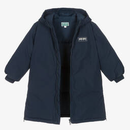 KENZO KIDS-Navy Blue Hooded Down Coat | Childrensalon Outlet
