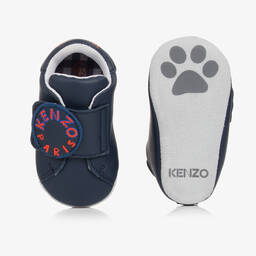 KENZO KIDS-Синие кожаные пинетки | Childrensalon Outlet
