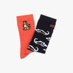 KENZO KIDS-Синие и оранжевые носки KOTORA (2пары) | Childrensalon Outlet