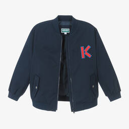 KENZO KIDS-جاكيت بومبر بسحّاب لون كحلي | Childrensalon Outlet