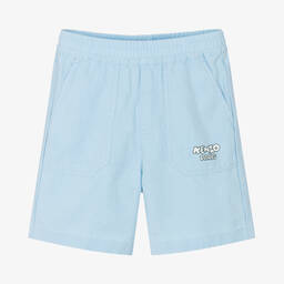 KENZO KIDS-Pale Blue Lyocell Shorts | Childrensalon Outlet